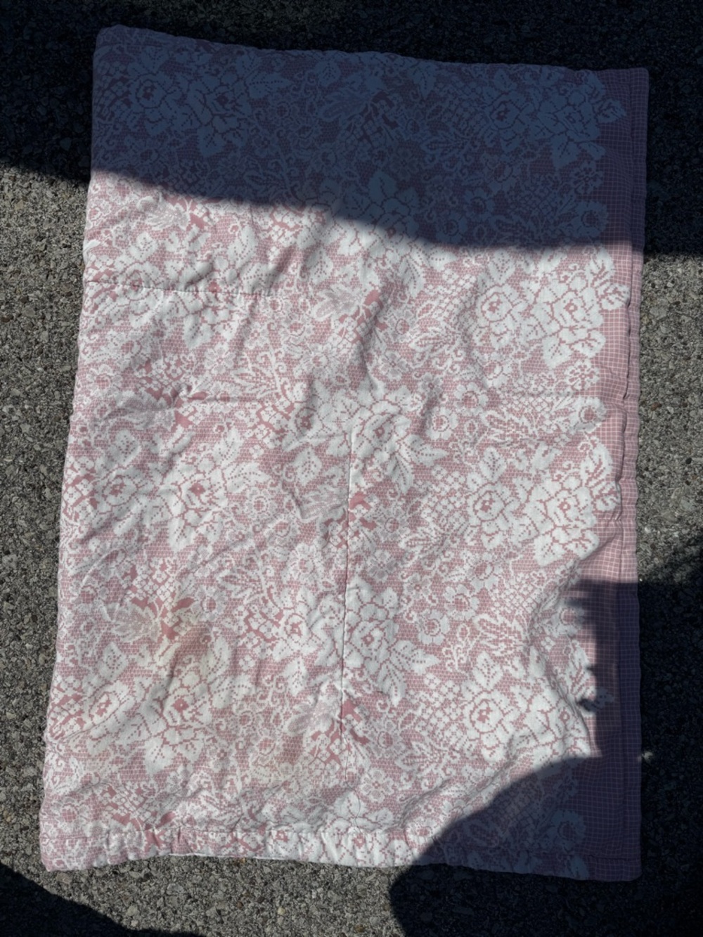 Pink and White Floral Quilted Throw